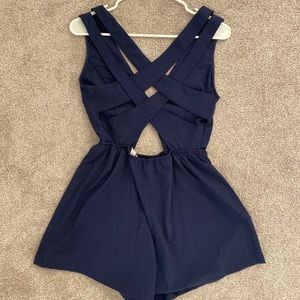Blue Cross-Back Romper